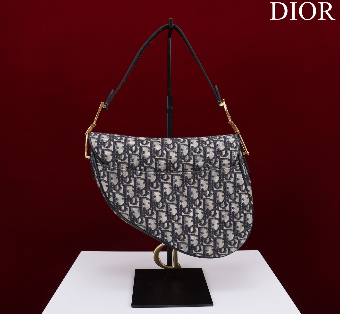 Saddle Bag with Strap Blue Dior Oblique Jacquard 